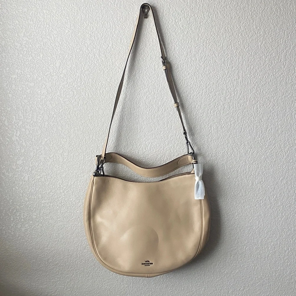 COACH Beachwood Beige Leather Snap NOMAD Hobo Shoulder Bag Purse #36026 - Picture 10 of 16